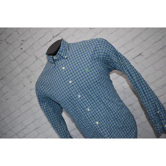 Polo Ralph Lauren Dress Shirt Mens Size Large Blue Green Plaids - Picture 6 of 6